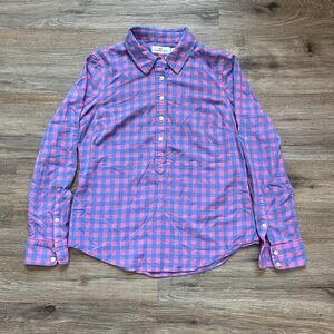Vineyard Vines Shirt Womens 4 Blue Pink Gingham Check‎ Whale Preppy Ladies Top